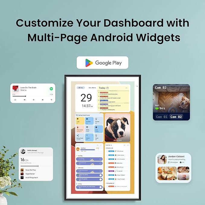Apolosign 27-inch Digital Calendar : Dual Mode Smart Wall Planner, No Subscription, Install Apps, Sync Calendars, Electronic Touchscreen Interactive Display for Family Schedules, Chore Chart - with Stand (Black)