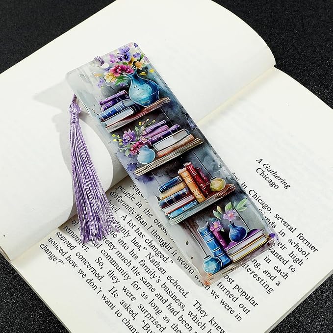 Colorful Art Flower Bookshelf Bookmark - Romantic Artsy Vibe Bookmarks, Perfect Reading Gift for Book Lovers, Bookworms and Friends (2pcs/Set A)