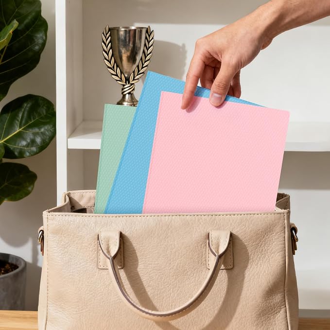 60-Pack Plastic andPockets and Prongs,2-Pocket and3 Fasteners, Holds 8-1/2" x 11" Paper for School/Office/Home, Pastel Color