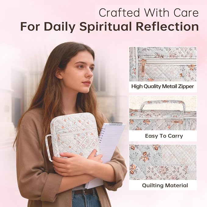Bible Cover Case for Women Large Bible Cover Bag Quilted Bible Carrying Case for Girls Bible Study Supplies Accessories Christian Gifts for Women (Color Mosaic, Large)