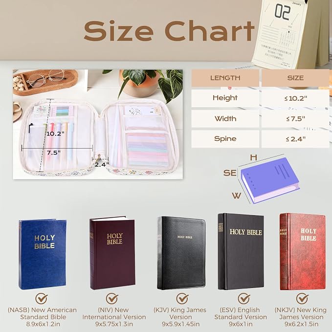 XKDOUS Bible Bag for Women Large Bible Cover Case Kit with Handle, Tabs, Study Supplies Journaling Kit Church Book Holder Quilted Carrying Case Christian Gifts for Lady Friends
