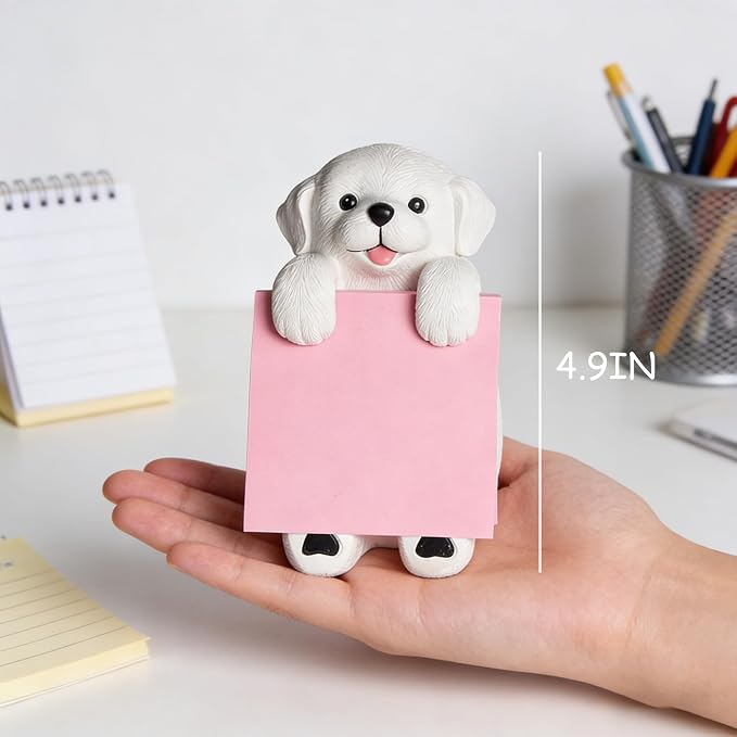 Dog Pop-Up Sticky Note Dispenser with 100 Sheets 3 x 3 Inch Notes, Handmade Resin Dog Desk Decor for Office, Home & Classroom, Gift for Teachers & Coworkers