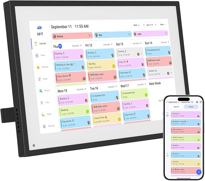 10.1 Inch Digital Calendar+Digital Picture Frame, 2026 Desk Calendar Smart WiFi Planner & Chore Chart, IPS HD Interactive Touchscreen Display Gifts for Women Men, Gifts for Mom Dad