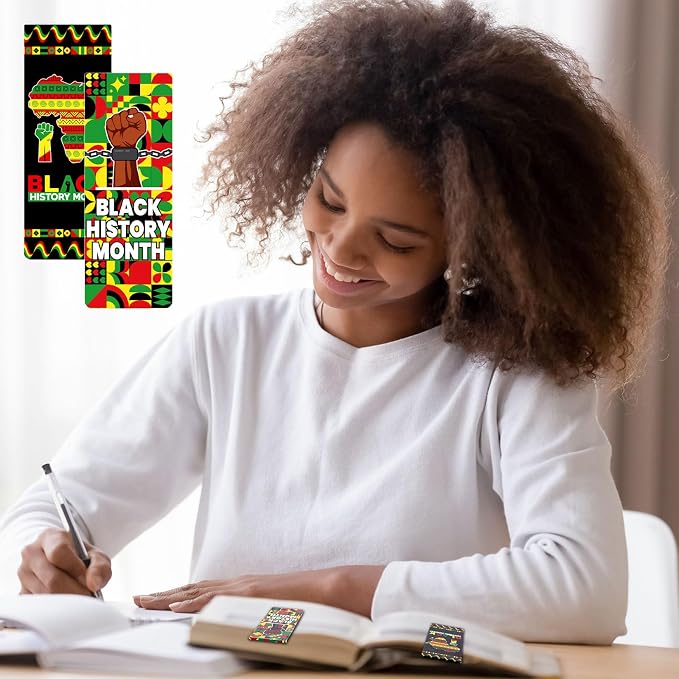 Resurhang 72 Pcs Black History Month Magnetic Bookmarks Magnet Juneteenth Clips Reading Accessories BHM Decorations for Celebrate African American Festival (Black History Month)