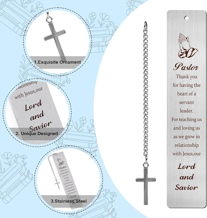 Metal Bookmarks - Pastor Appreciation Gifts for Men & Women - Religious Christian Gifts for Birthday, Thanksgiving & Christmas