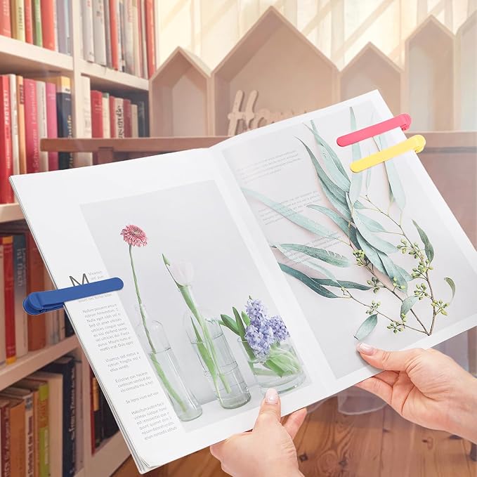 ZAVOOS 12 Pieces Automatic Bookmarks, Silicone Smart Book Marks for Reading Women Men, Cute Unique Book Clips Colorful Page Holder for Book Reading Lover Accessories, 6 Color