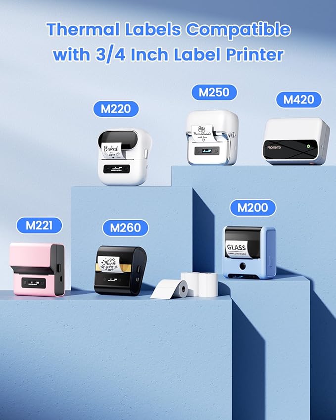 Phomemo Sticker Circle Labels- 2.36"x 2.36"(60x60mm) Thermal Label for M221/M220/M200, for Barcode/Address/Mailing/Logo/Business/Home Tag, Black on White