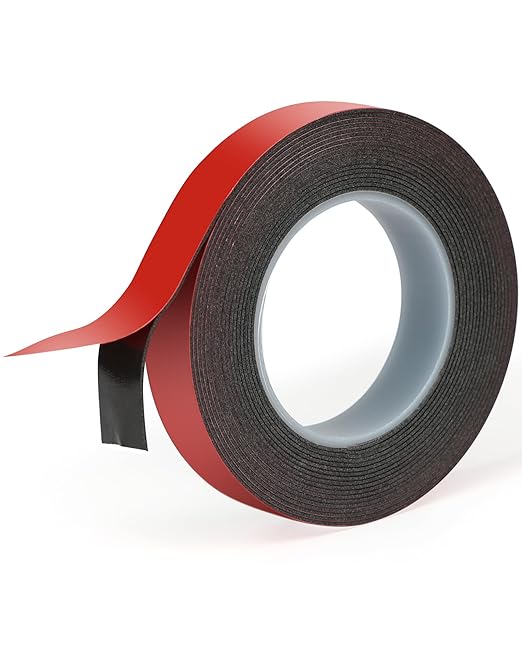 VHB Double Sided Tape, Thin Double Sided Mounting Tape, 12.5mm × 3m Black Adhesive Tapes, Heavy Duty Waterproof High Temperature Resistant for LED Strips, Car Decor, Home Office