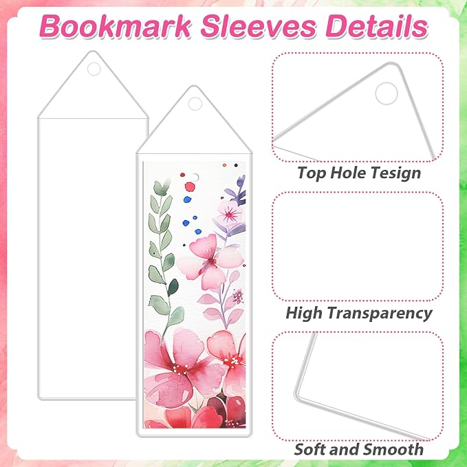 Marspark 241 Pcs Watercolor Paper Bookmarks Blank with Tassels and Sleeves Cotton White Cardstock to Paint Book Marks Craft with Hole for DIY Classroom Gifts Project Tags Bulk, 5.5 x 2 Inch