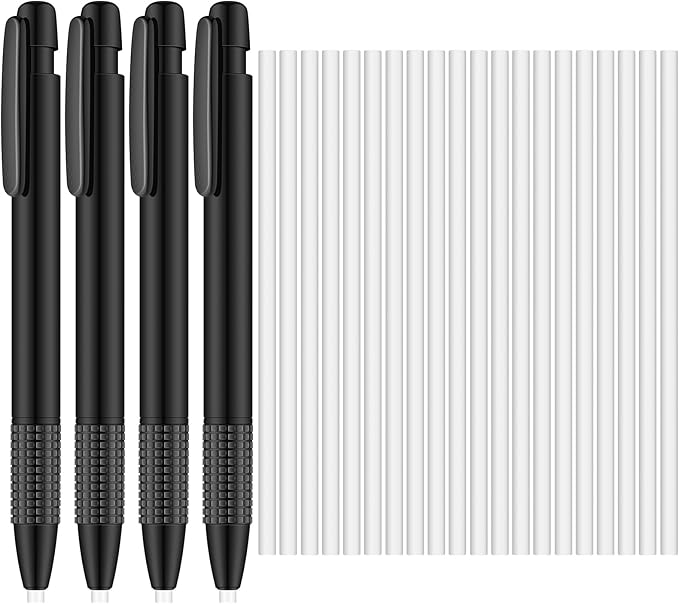 Eersida Retractable Eraser and Refill Mechanical 3.8 mm Pen Style Art Erasers for Artists Drawing Painting, Students Teacher Adult Office School Family(4 Packs)