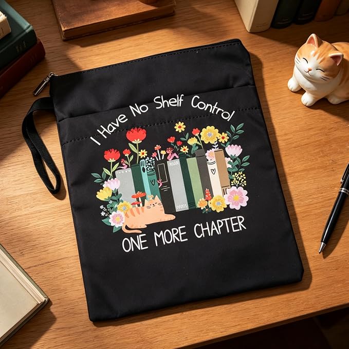 Waterproof Book Sleeve Pouch - Paperback Books Cover Protector Book and Cat Pattern Bookish Reading Accessories for Kindle Graduation Birthday Gifts for Bookworm Women Teacher Friends