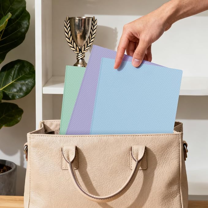 Plastic andPockets and Prongs,2-Pocket and3 Fasteners, Pastel Folders Holds 8-1/2" x 11" Paper for School/Office/Home, 60 Packs