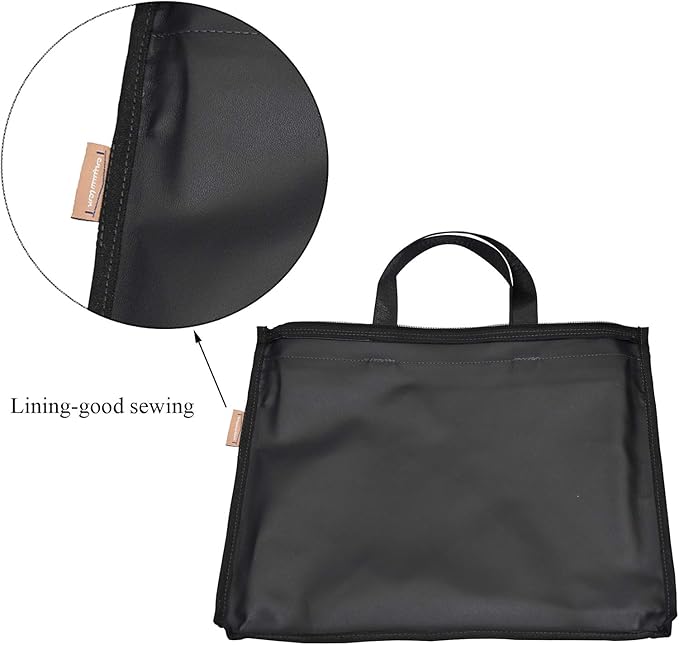 Enyuwlcm Waterproof Zipper Document Bag Handle Meeting Office Organizer Briefcase Black