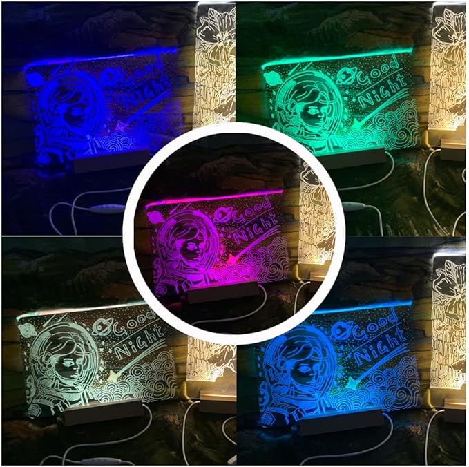 LED Note Board with Colors，11.8 * 7.87" Acrylic Message Board Light up, (2 Pack：Discoloration+Orange) Planning Life, Show Personal Creative Ideas of The LED noteboard with Colors