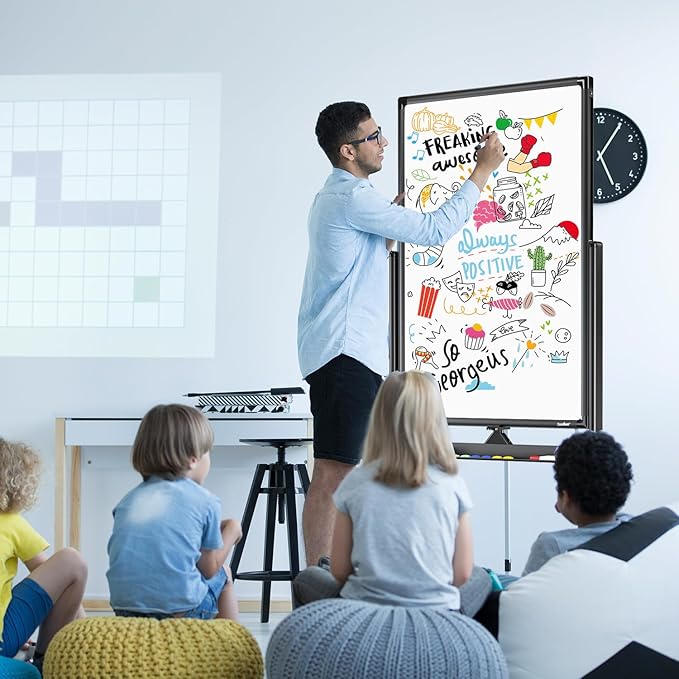 Mobile Dry Erase Board on Wheels - TANKEE 40 x 24 Magnetic Double Sided Whiteboard Easel, Large Reversible Rolling White Board with Aluminum Frame Standing for Office, Home, Classroom