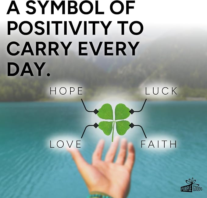 Real Four Leaf Clover Good Luck Charm - Bookmark Gift for Book Lovers - 4 Leaf Clover Symbolizing Hope, Faith, Love & Luck - Waterproof Lamination for Long Lasting Luck - Purple Case - 3.37" x 2.13"