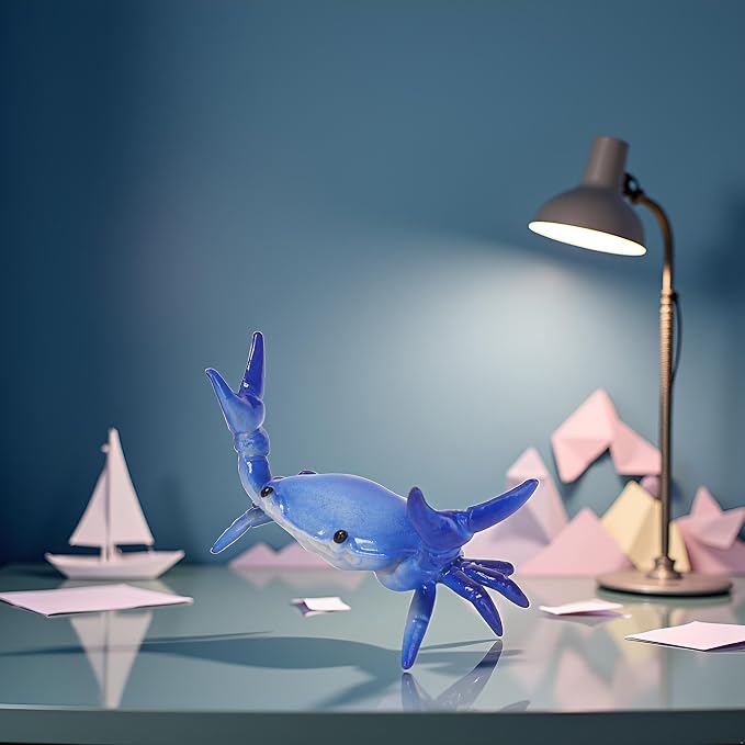 Dark Blue Funny Crab Pen Holder, Weightlifting Crab Desk Stand Bracket Storage Rack for Storage Office Display ncil Holders and Holders Decorations, Desk Accessories and Workspace Organizers