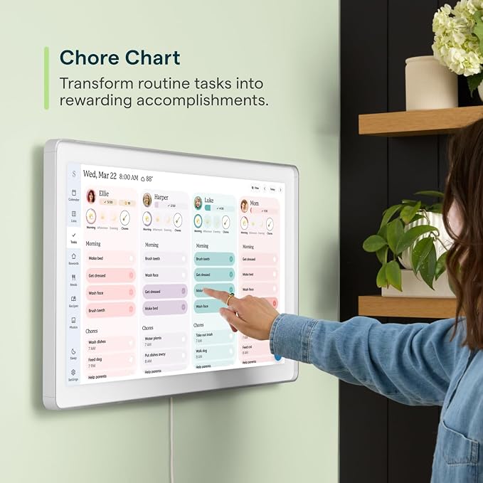 Skylight Calendar Max - 27-Inch Smart Digital Calendar & Chore Chart, Family Organizer with Interactive Touchscreen Display, Wall Mountable in Portrait or Landscape, Silver