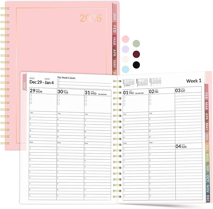 Appointment Book 2026 Planner, Forvencer Daily Weekly & Monthly Calendar Planner (Jan 2026-Dec 2026), 8.5"x11", Hourly Agenda Book, 30 Minute Increments, Flexible Cover, Organizer Notebook, A4, Pink