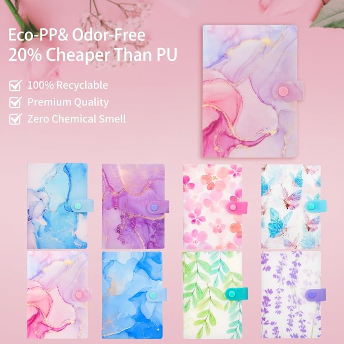 Receipt Organizer Picture Album Binder Holding Coupons Business Cards with 104 Pockets, Potable Accordion Binder 6.7x4.8inches for Storage Details Organizer - Marble Pink