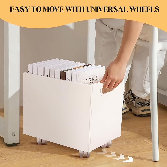 File Box Rolling File Organizer with Wheels Stackable Storage File Boxes Portable Letter File Folder Box Book Box Document Organizer for Home Office Filing Storage Bin, 2Pcs