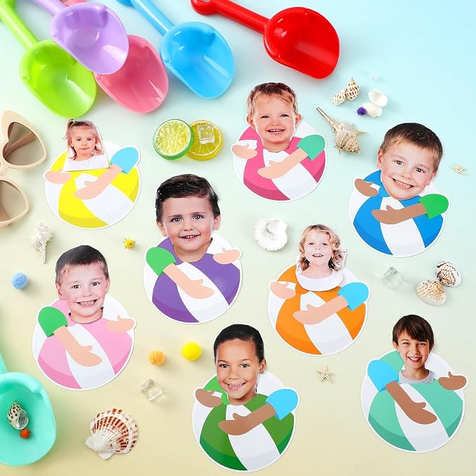 gisgfim 80Pcs Summer Cutouts Beach Ball Decorations Bulletin Board Pool Ball Paper Cut-Outs Classroom Decor for DIY Craft Photo Wall Hawaiian Beach Pool Kindergarten Preschool Party Favor Supply