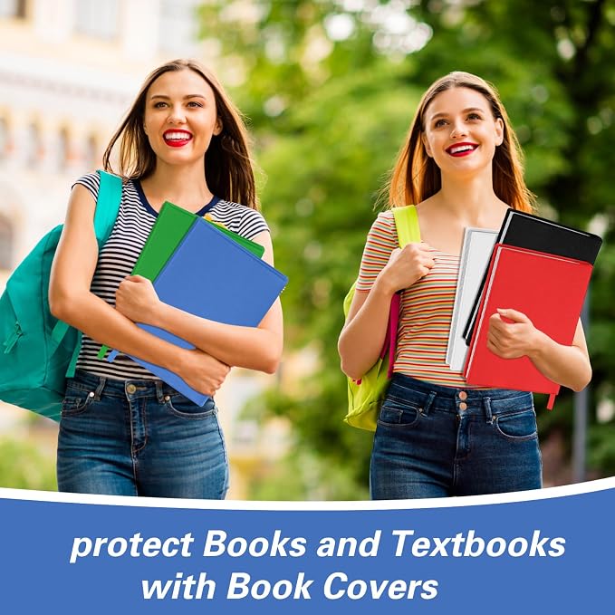 Gilprop 6 Pack Stretchable Book Covers 6-9 Inch Colored Fabric Reusable Book Protector Sleeve for Hardcovers Textbook Protection Supplies(Rainbow Color)