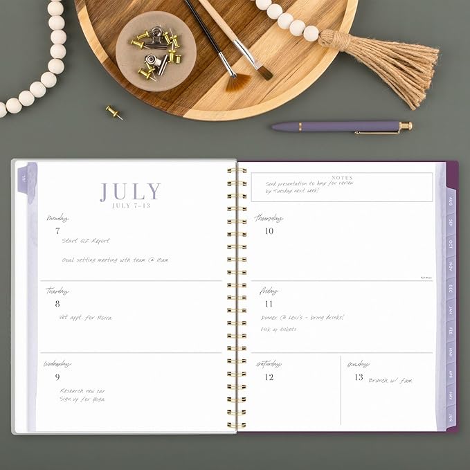 Cambridge Planner 2025-2026 Academic, Leah Bisch, Weekly & Monthly, 8-1/2" x 11", Large, Monthly Tabs, Flexible Cover, Stripe (LB32-905A)