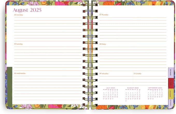 Vera Bradley 2025-2026 Large Planner Daily Weekly & Monthly, 17 Month Hardcover Agenda Dated Aug 2025-Dec 2026, Cute Planner with Stickers, Pockets, & Spiral Binding, Meadow Bouquet