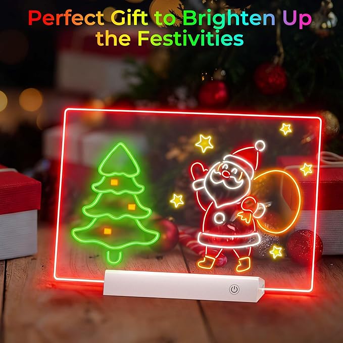 LED Drawing Board with Remote Control,Rechargeable Glow Doodle Light Up Drawing Tablet,9 Colors & 2 Modes Dry Erase Neon Led Note Board for Decor & Message,Birthday Graduation Gift,White