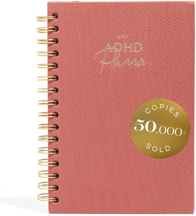 The ADHD Planner - Undated Daily Weekly Schedule Organizer Journal for Disorganized People - Habit Tracker Record Emotions & Mood - Academic Goals - Structure & Focus for Adults Brains (Spiral) (Red)