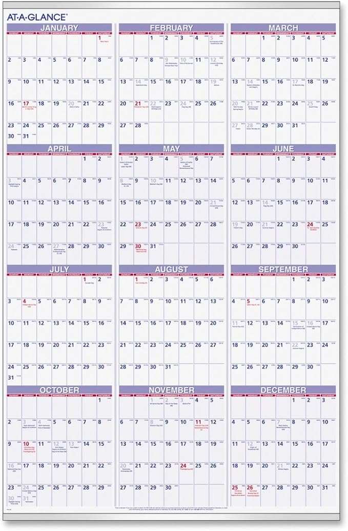 AT-A-GLANCE Recycled Yearly Wall Calendar, Large Wall, 2013 (PM12-28)