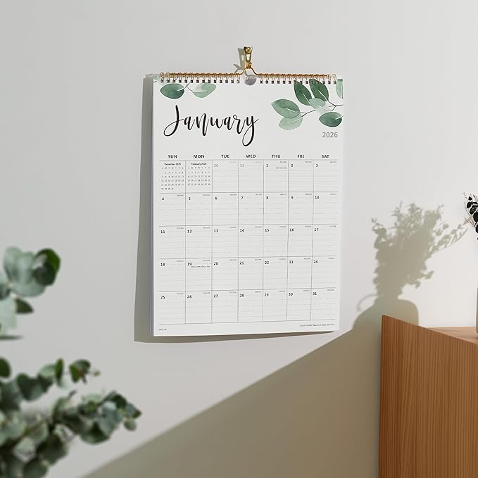 Calendar 2026, Wall Calendar 2026 from January 2026 to June 2027, Perfect for Home Schooling Plan, Daily Blocks with Julian Dates, Premium Monthly for Organizing,15 x 12 Inches