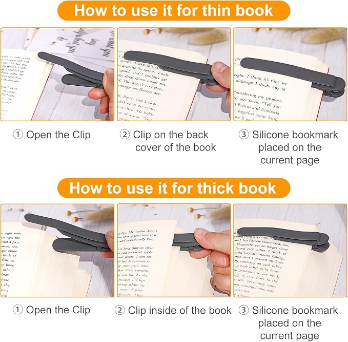 9Pcs Automatic Bookmark, Silicone Smart Book Marks for Reading Women, Men, Kids,Cute Unique Book Markers Bookmark Clip Reading Accessories Gifts for Book Lovers