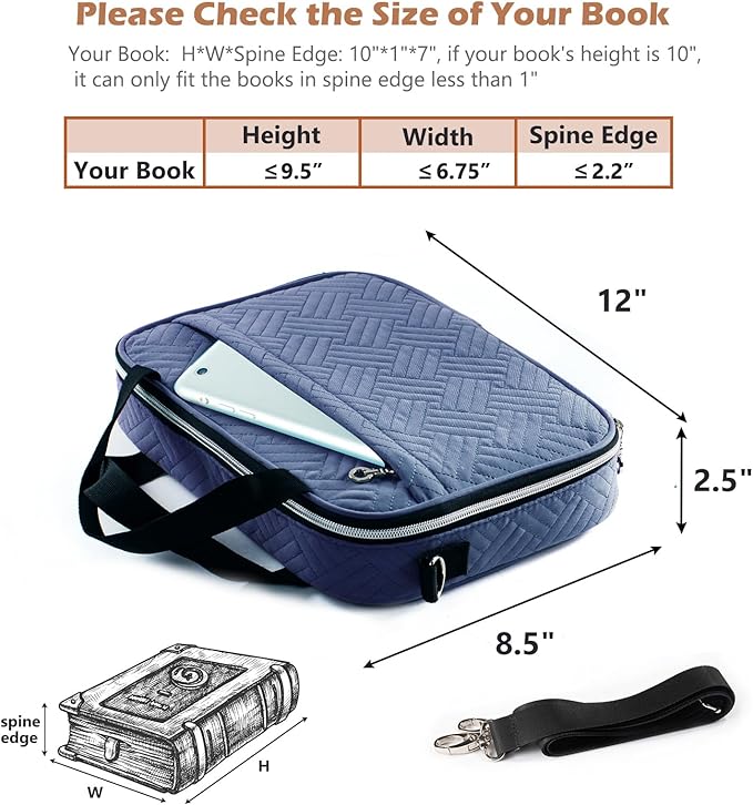 Aplufine Large Bible Case for Women-Bible Covers-Bible Carrying Case-Book Bags and Totes for Women with Detachable Shoulder Strap, Bible Gift