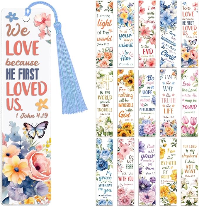 Peacoblue 30pcs UV DTF Bookmarks Wraps Transfer Stickers Bible and Scripture for Women Men Reading, Waterproof Bookmarkers Decal(No Blank Bookmarks) for Acrylic Plastic Metal Blank Bookmark