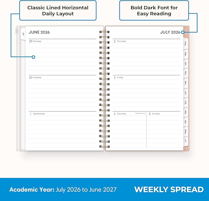 Blue Sky 2026-2027 Weekly and Monthly Academic Year Planner Calendar, July 2026 - June 2027, 5" x 8", Flexible Cover With Zip Pouch, Wirebound, Storage Pocket, Enough to Believe