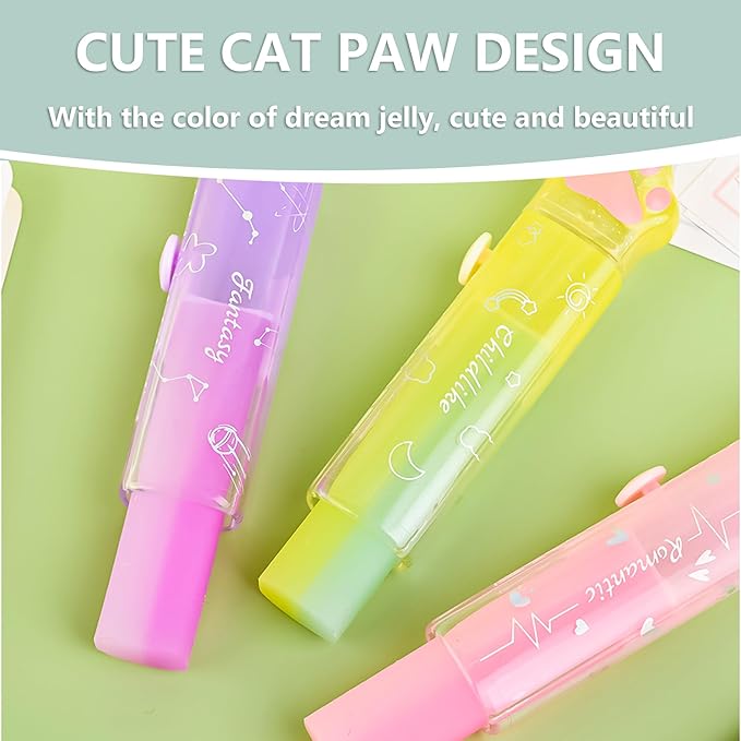 Retractable Pencil Eraser, Cute Erasers,Gradient Jelly Eraser,Suitable for School Home Office Supplies, 4Pcs (Eraser-ZHFL)