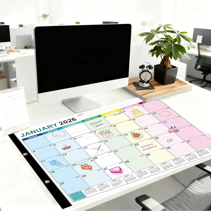Desk Calendar 2026 Extra-Large 22" x17", AgePlace Wall Calendar 2026-2027 Covers January 2026 - June 2027, Office Supplies Desktop Monthly Calendar for Home Classroom School & Office Or teacher Gifts