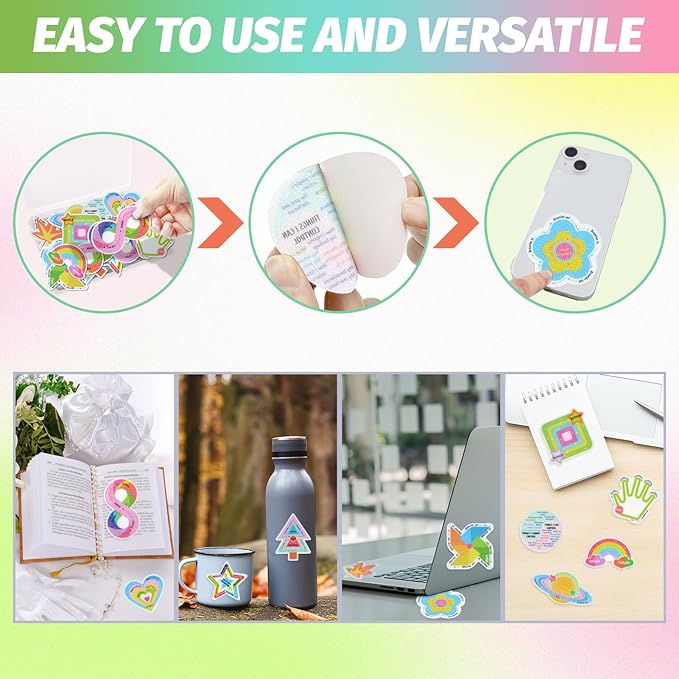 48 Pieces Anxiety Sensory Stickers with Storage Box - Calming Strips with 2 Textured Stickers for Adults & Teens Desk Fidge