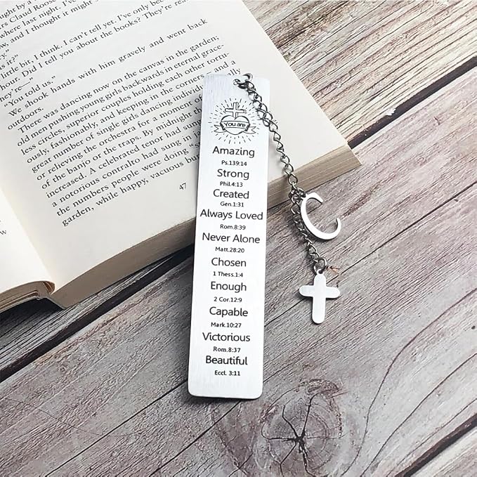 Bible Bookmark for Women Book Lovers Sister Christian Book Marker Gifts for Reader Teens Girls Baptism Birthday Christmas Gift for Coworker Students Bookish Easter Gifts (Silver-C)