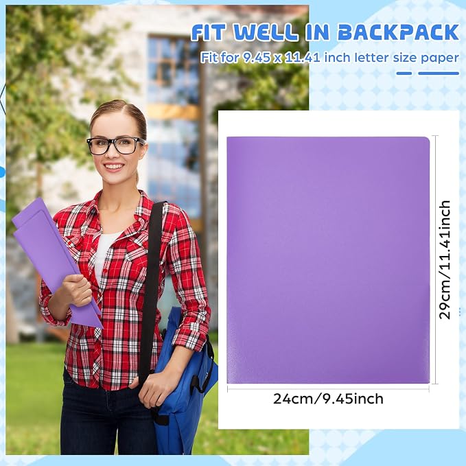 1 Pcs Heavy Duty Plastic Folders 2 Pocket File Folder Fit Letter Size for Home Office School Communication Presentation Report Sheet Protectors (Purple)