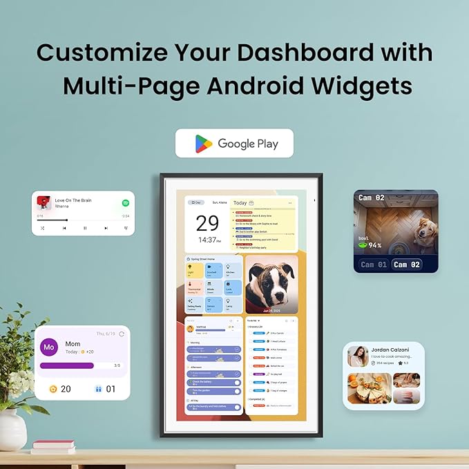 Apolosign 21.5-inch Digital Calendar : Dual Mode Smart Wall Planner, No Subscription, Install Apps, Sync Calendars, Electronic Touchscreen Interactive Display for Family Schedules, Chore Chart (Black)