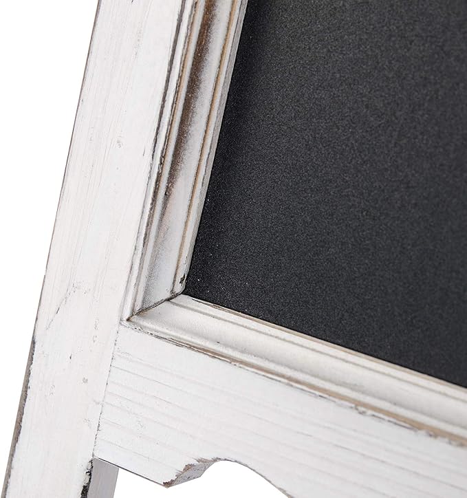 15 inch Mini Tabletop Wooden A-Frame Double-Sided Slate Chalkboard Sign Easel for Business (White)