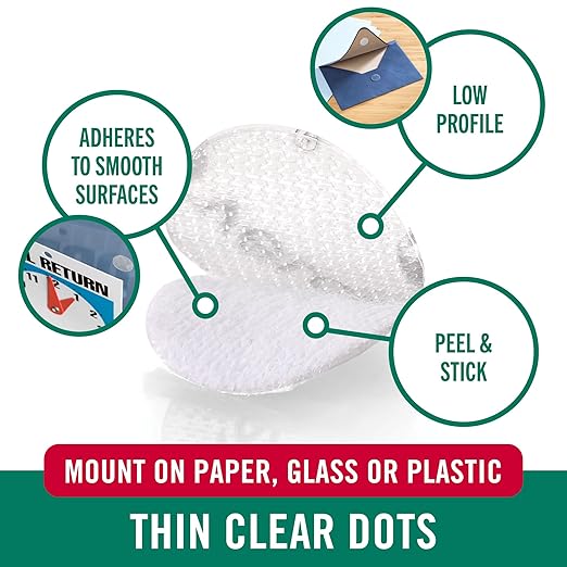 VELCRO Brand - Thin Clear Fasteners | General Purpose/ Low Profile | Perfect for Home, Classroom or Office | 5/8" Dots Circles, 15 Count - Clear