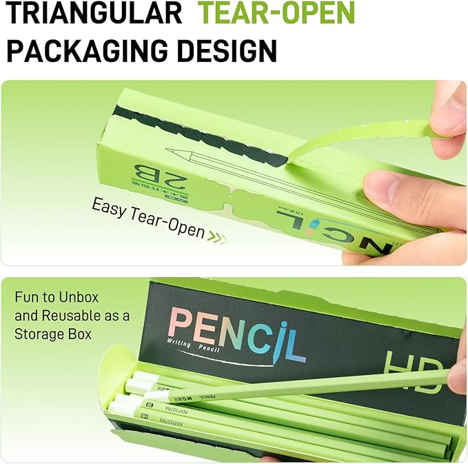 M&G Wood-Cased 2B Thick Core Pencils, 3.5MM Lead, 30 Count Green Barrel Black Wood, Hexagonal Bulk Pencils for School or Office, Unsharpened, No Eraser, Anti-Bite Tip, for Writing, Drawing, Sketching