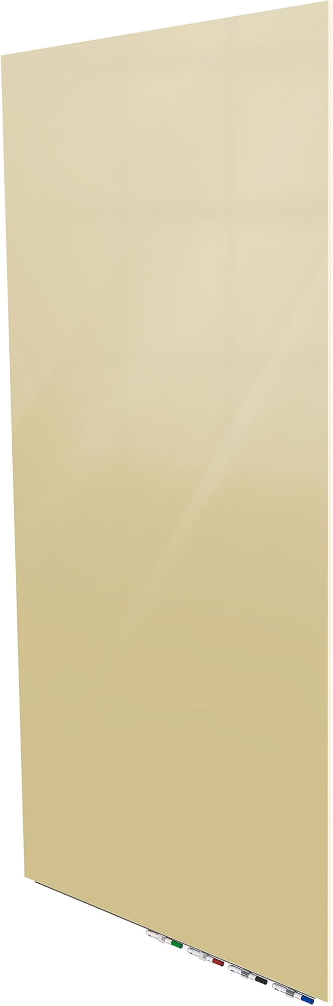 Aria 3'H x 2'W Low Profile 1/4" Glass Whiteboard - Vertical Beige - 4 Markers and Eraser