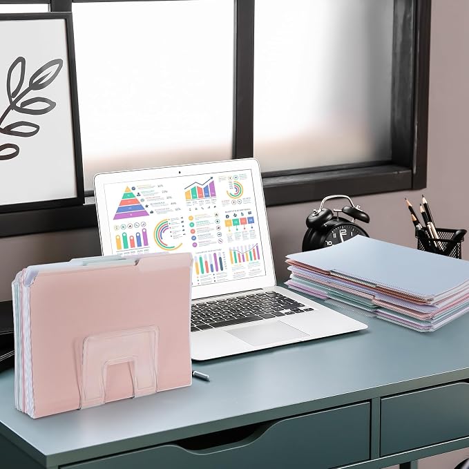 gisgfim 24 Pcs Two Tone Colored File Folders 1/3 Cut Tab Letter Size Manila File Folder with Tabs Decorative Assorted Position File Folders for Office School Business Home Organizer (Pastel)