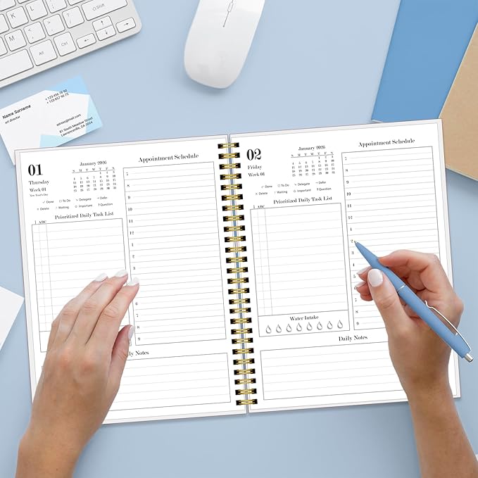 2026 Daily & Monthly Planner Calendar - Daily Planner Calendar One Page Per Day from January 2026 to December 2026, Flexible Cover, 7" x 10", Storage Pocket, Colorful Large Flower