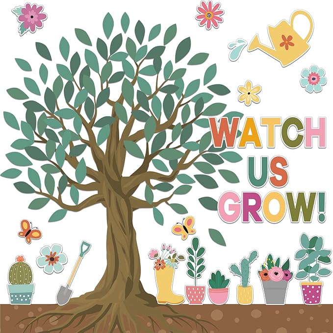 Spring Tree Classroom Decor Floral Tree Bulletin Board Spring Cutouts Border Decorations Classroom Bulletin Board Set Floral Border for Elementary School Flower Style